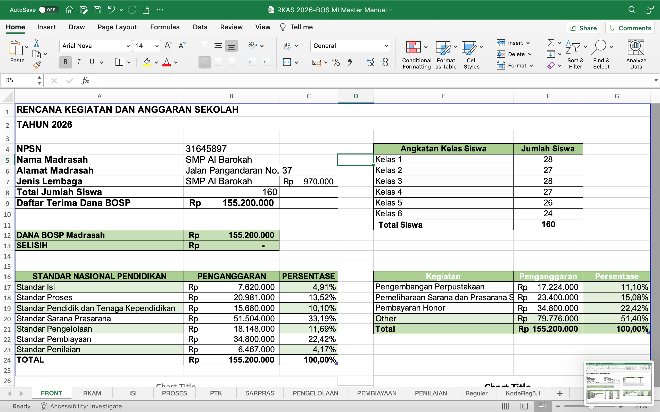 Template RKAS BOS SMP 2026 Excel Siap Edit Sesuai Aturan BOSP Reguler