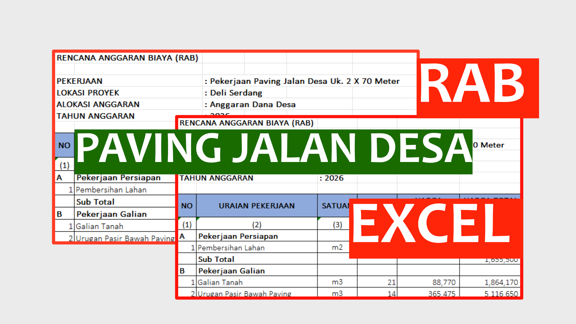 Rencana Anggaran Biaya (RAB) Paving Jalan Desa Format Excel